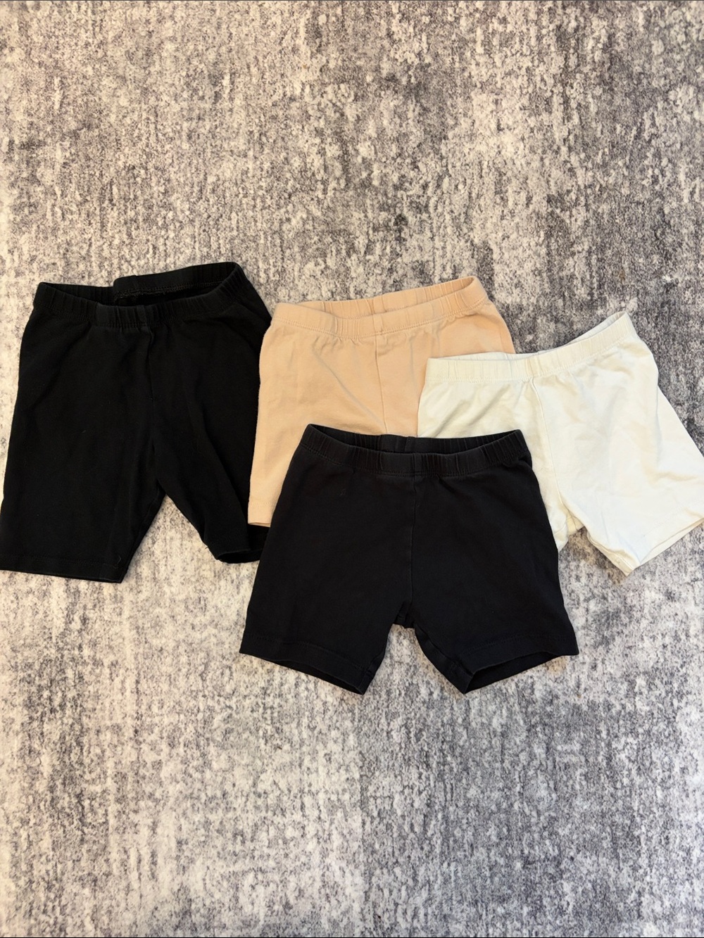 Girls Elastic Waist Bike Shorts for under dresses- Black, Cream, Tan size 4T